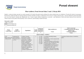 Ponad słowami 2.2. Plan wynikowy. Edycja 2024