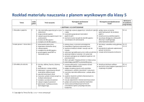Rozkład materiału nauczania z planem wynikowym - klasa 5
